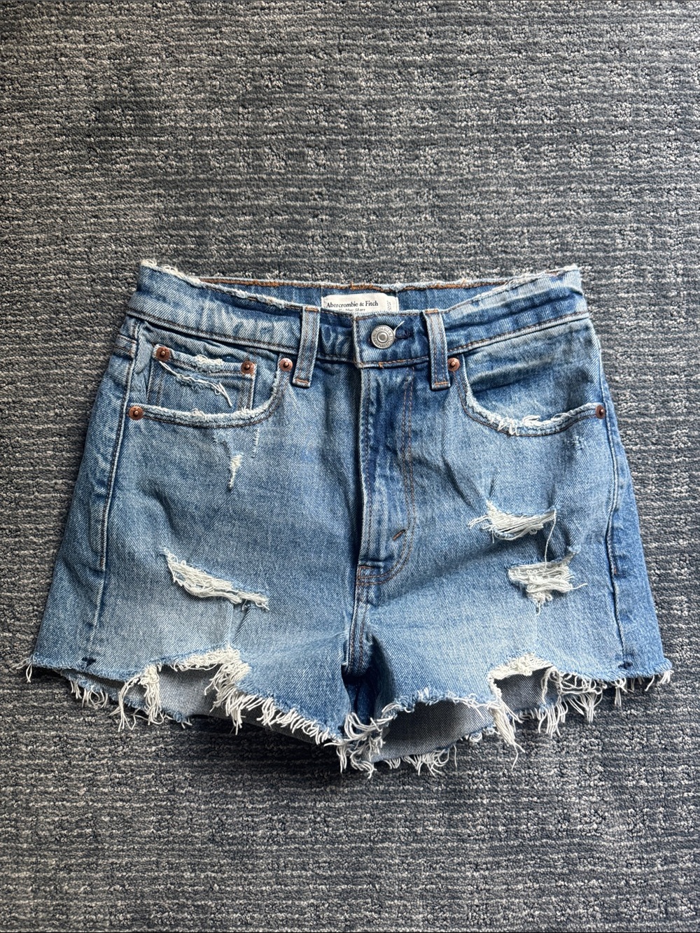 Abercrombie & Fitch The Mom Short Jean Shorts Blue Waist 24